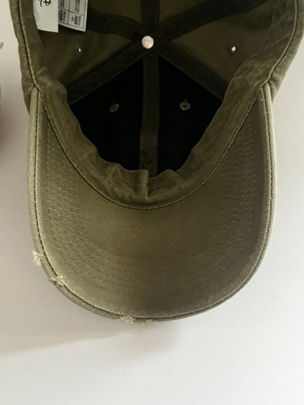 Disney Parks Mickey Mouse Hat Cap Distressed Olive Army Green Adjustable - Picture 7 of 11